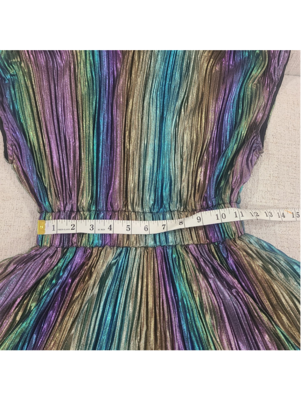 NEW Queen of Sparkles Girls Iridescent Metallic Rainbow Hooded Dress Size L - Picture 9 of 10